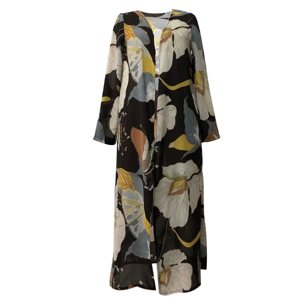 Kimono Fleuri en Mousseline de Soie léger