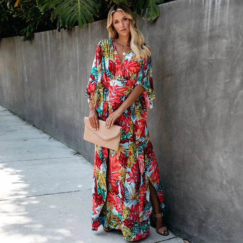 Kimono à Fleur Long Décontracté