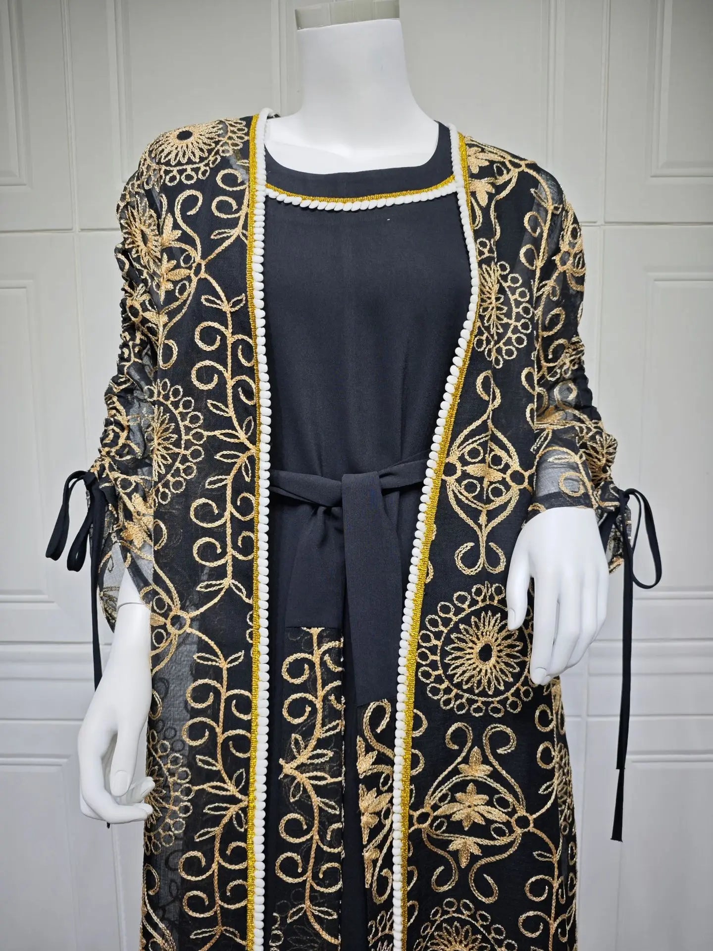 Kimono Abaya 2 pièces Noir de Luxe stylé