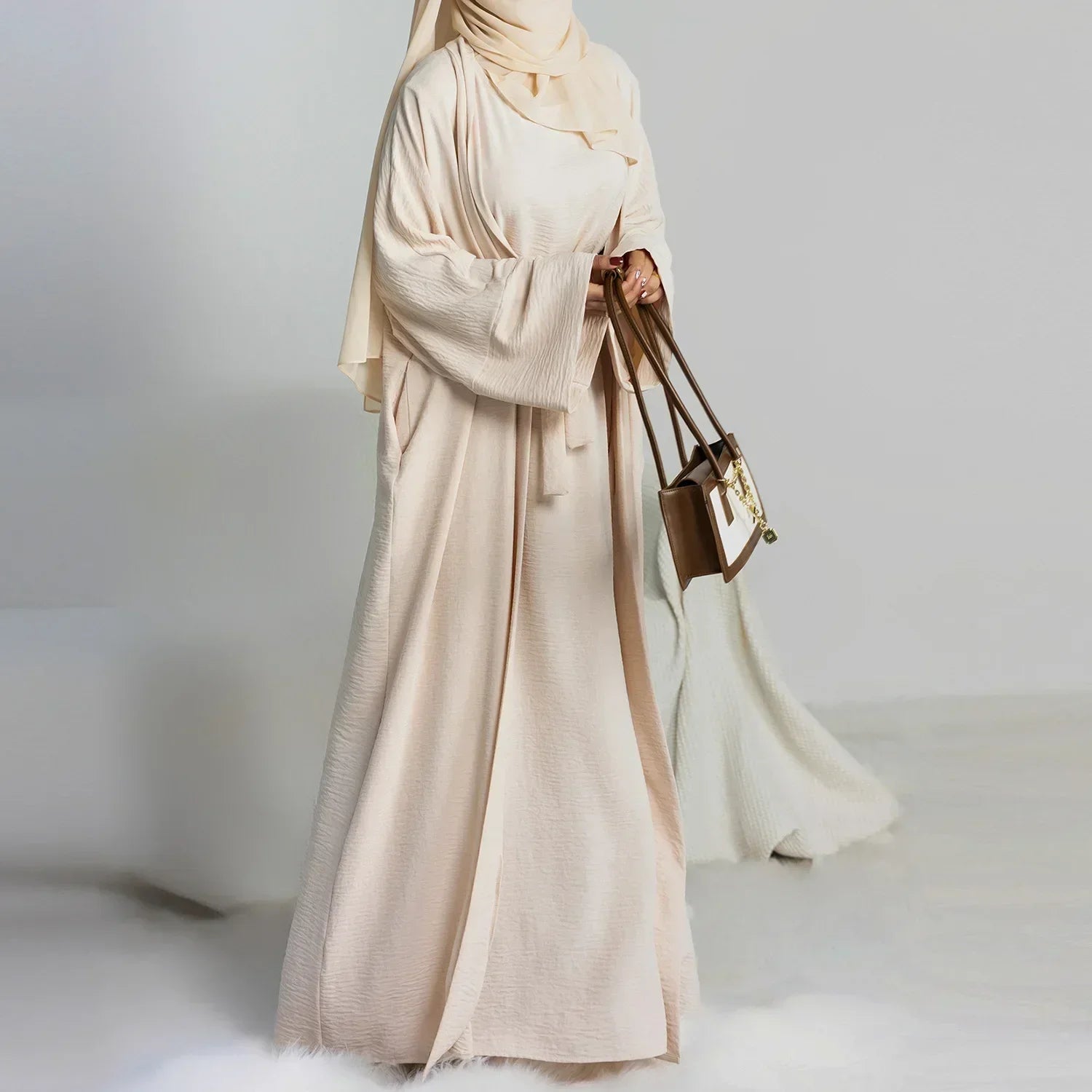 Kimono Abaya Beige 2 Pièces