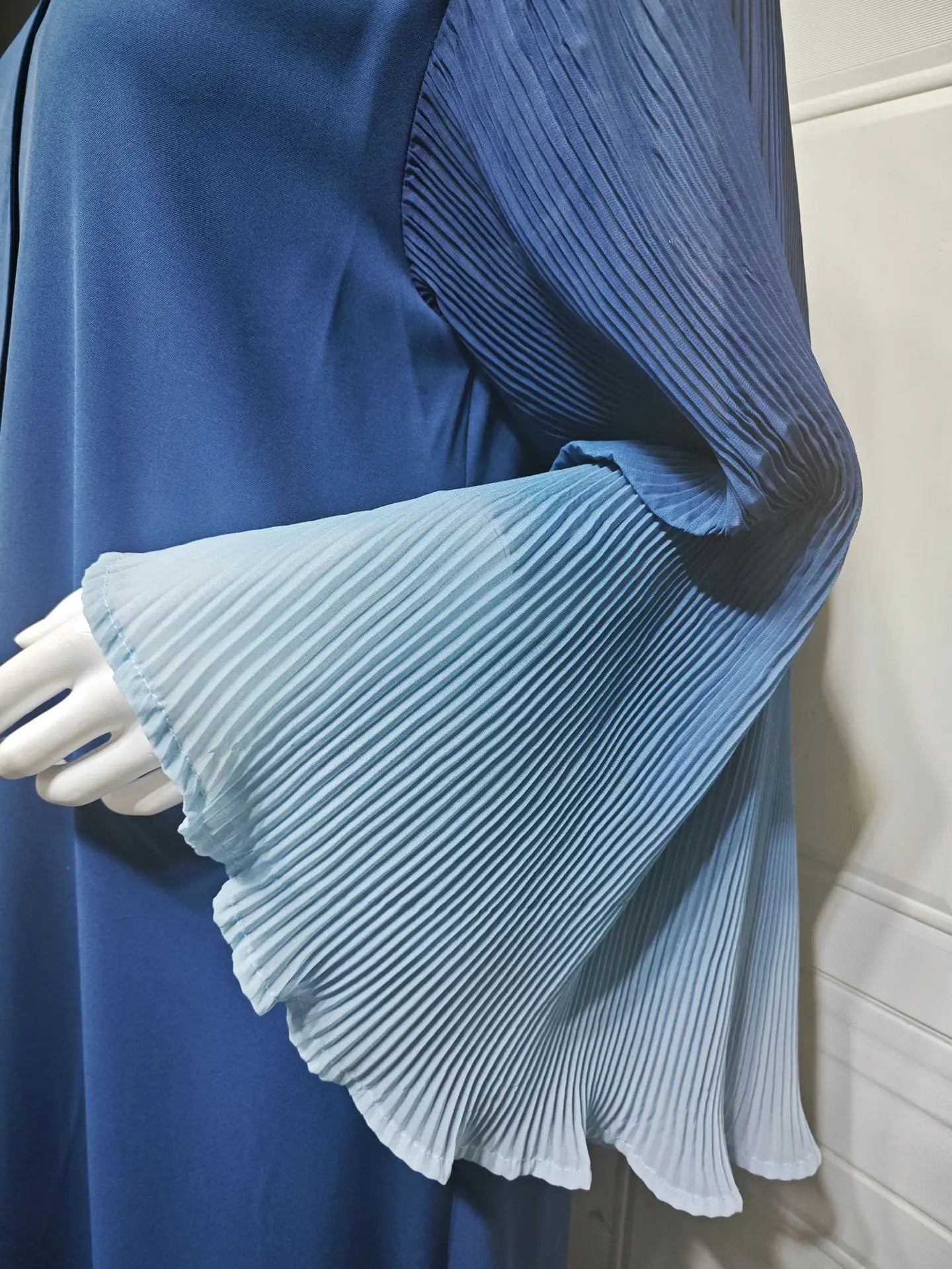 Kimono Abaya à Manches Plissées bleu