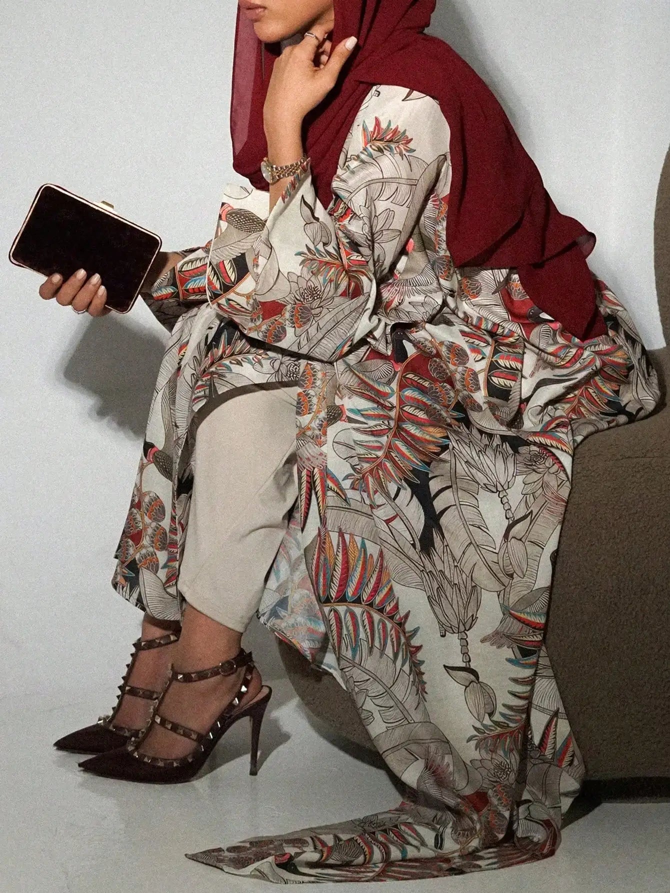 Kimono Abaya à Motifs Boho fluide