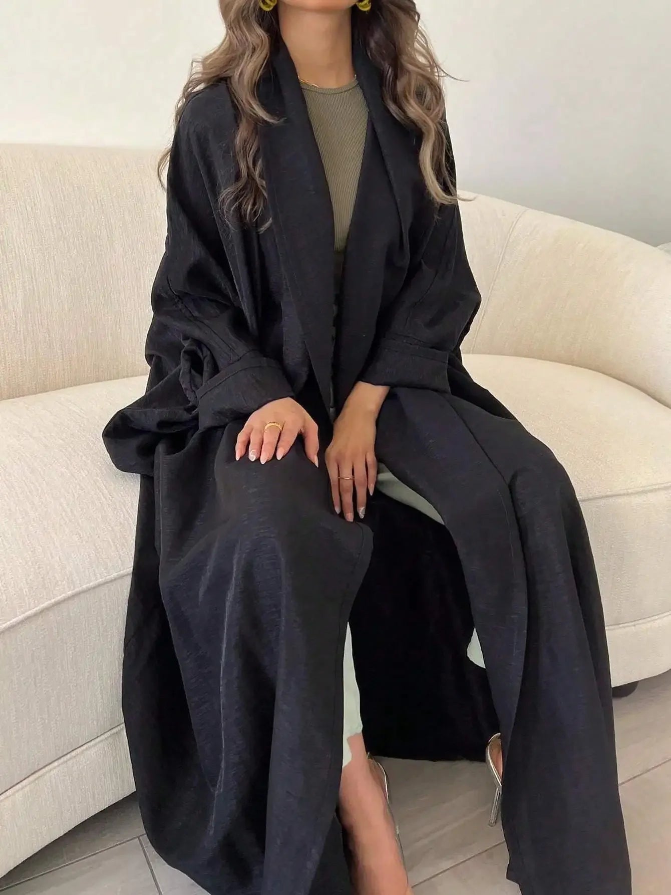 Kimono Abaya Noir Maxi Casual