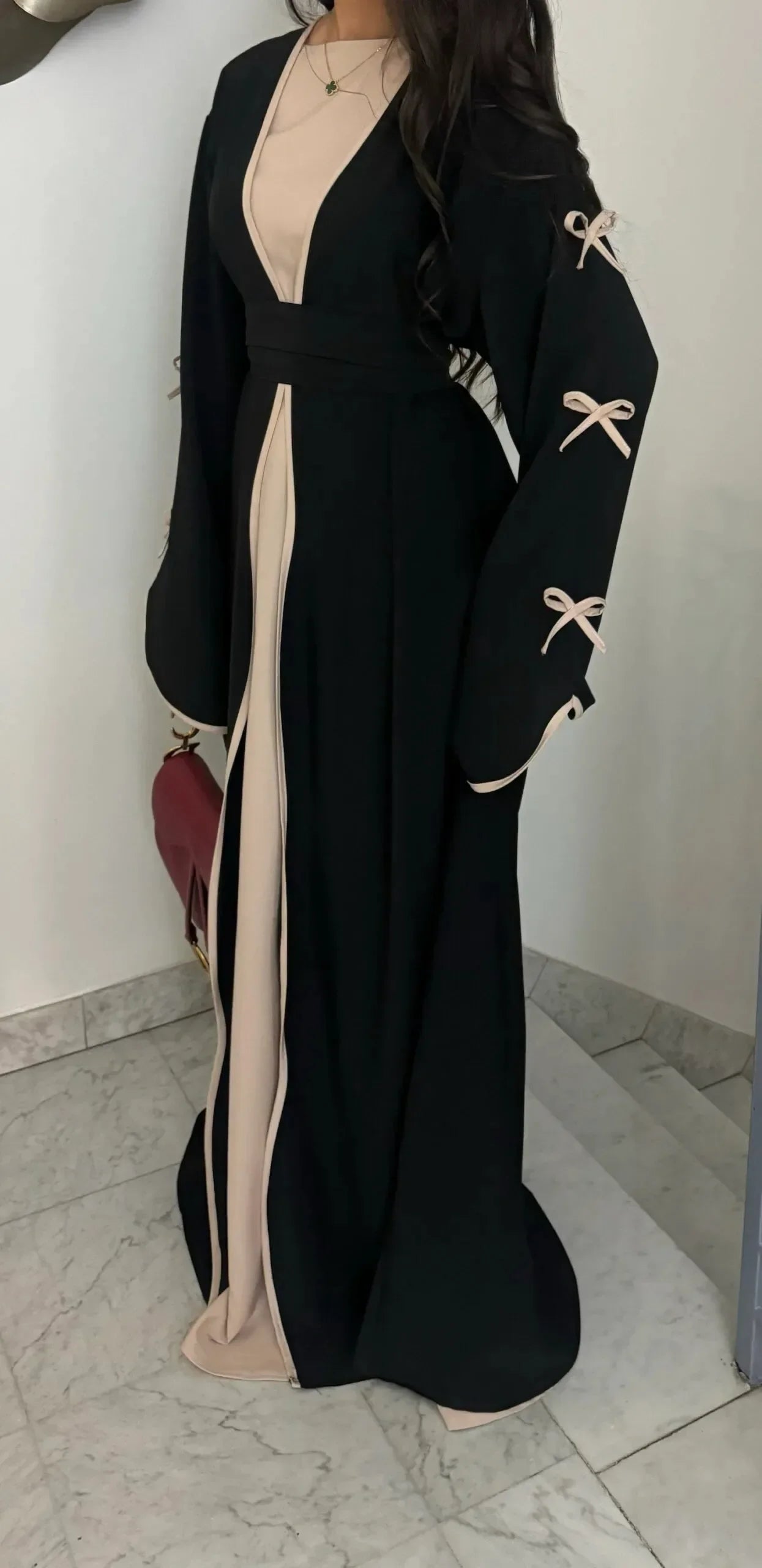 Kimono Abaya Noir à Noeuds chic