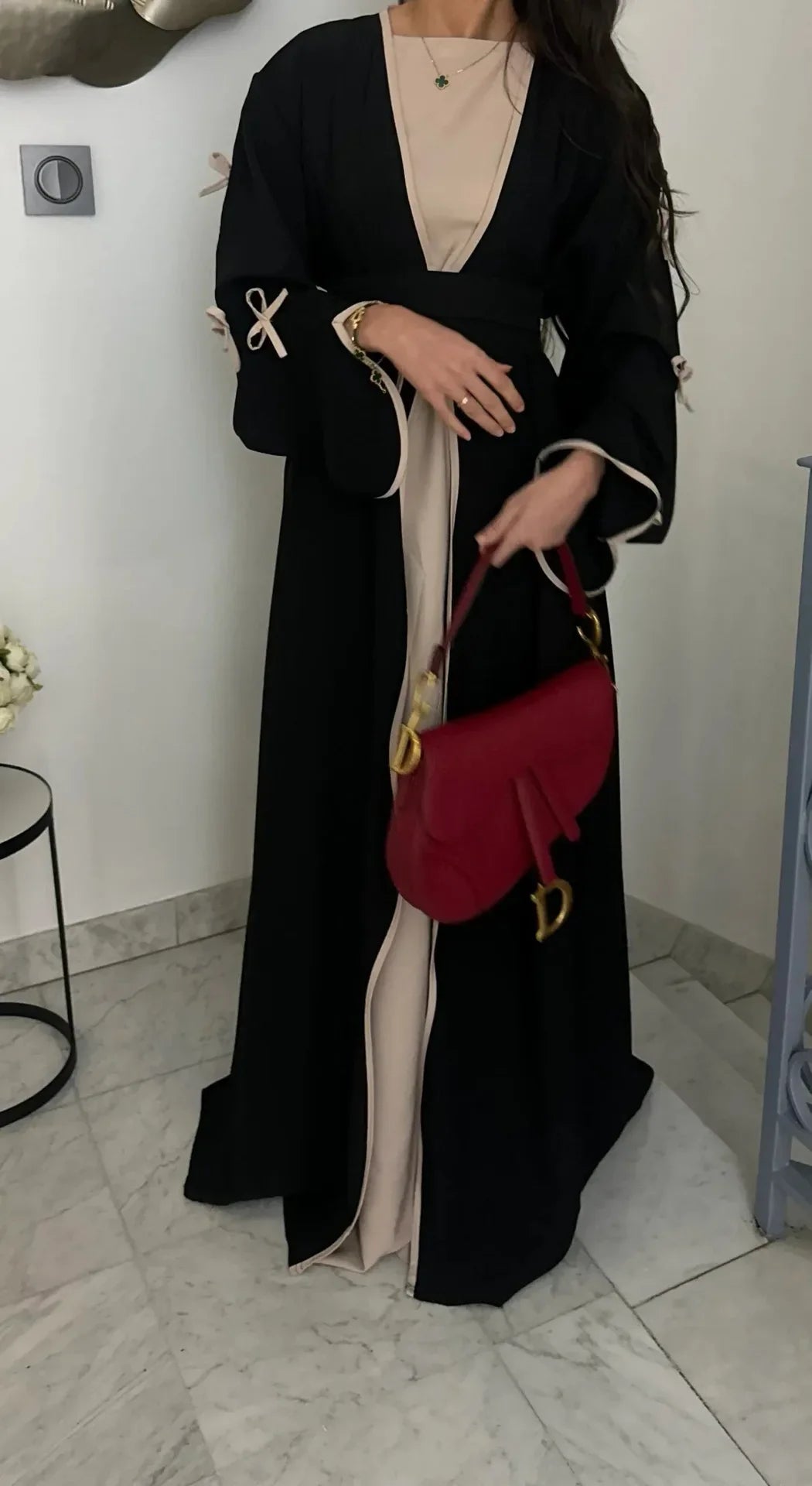 Kimono Abaya Noir à Noeuds stylé