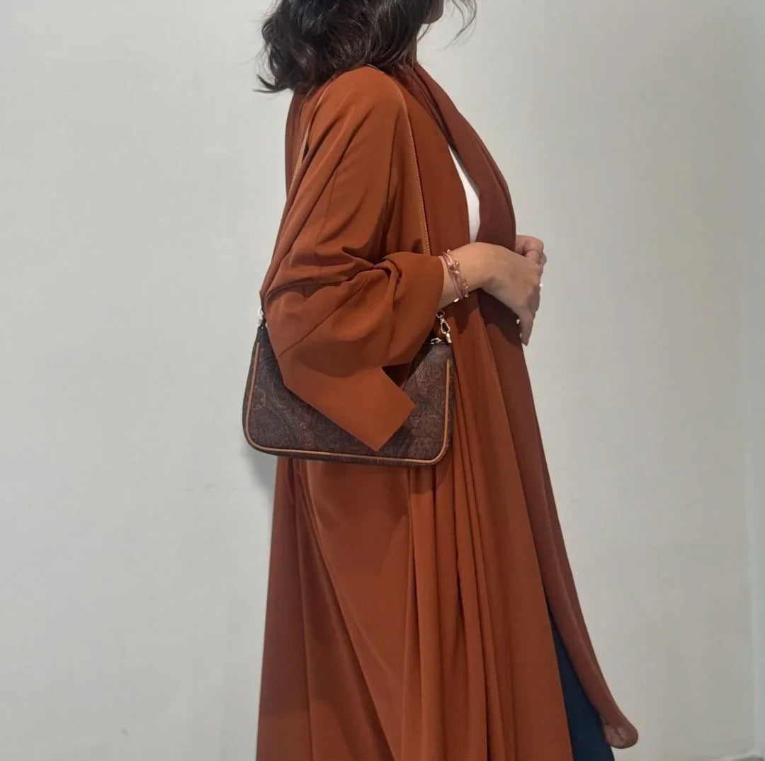 Kimono Abaya Orange Dos à Lacet chic