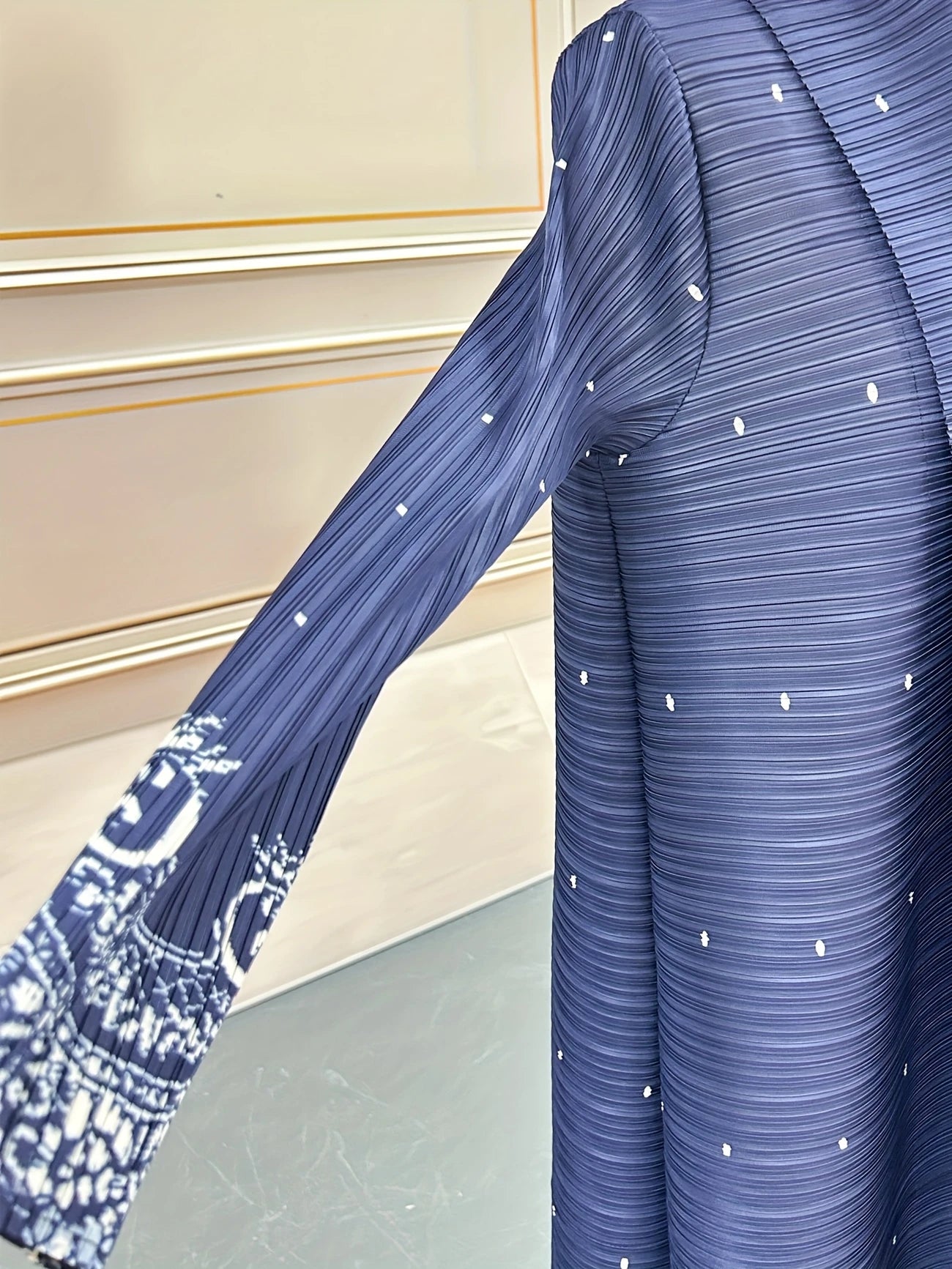 Kimono Abaya Plissé Bleu Luxueux léger