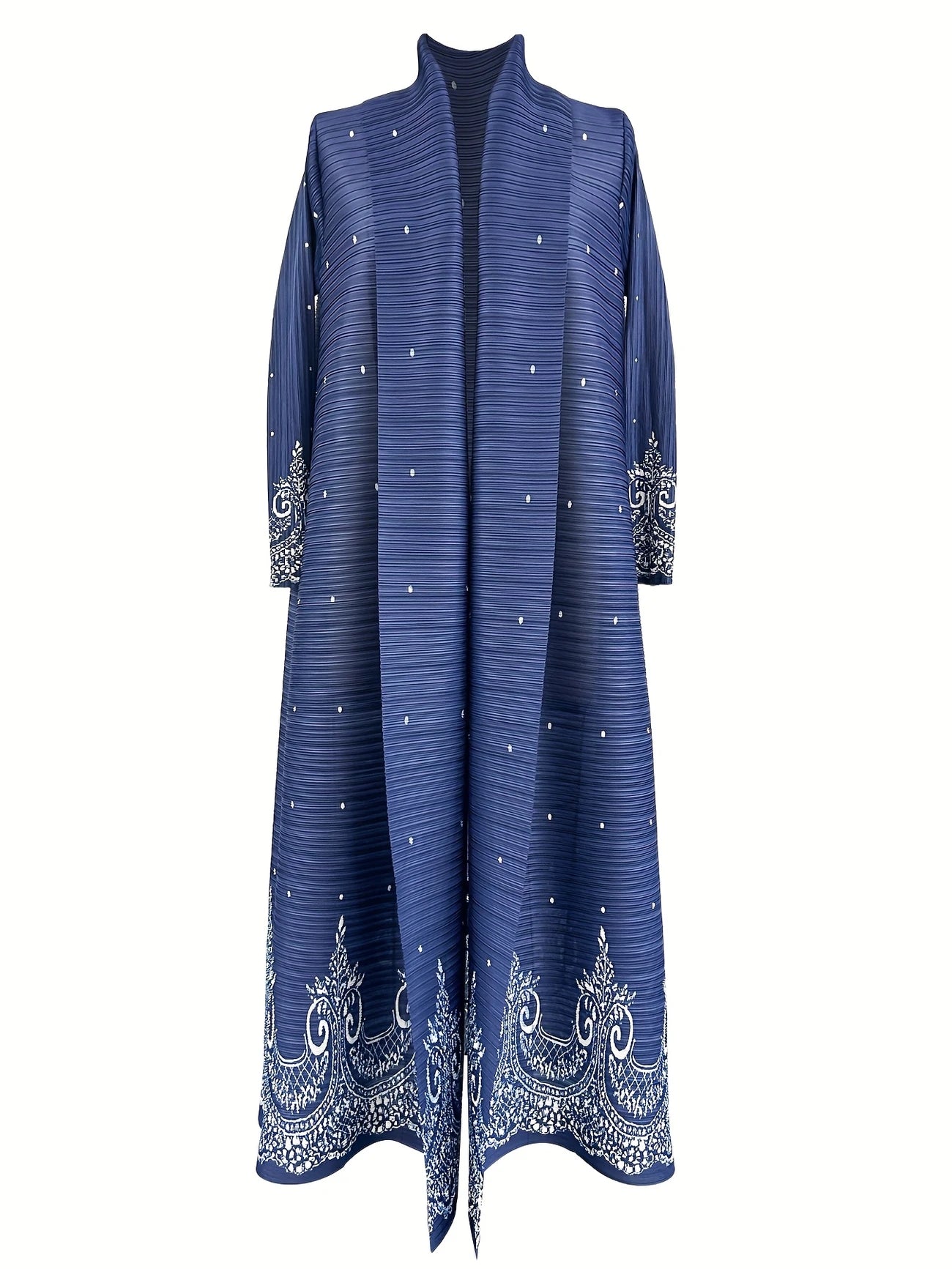 Kimono Abaya Plissé Bleu Luxueux long