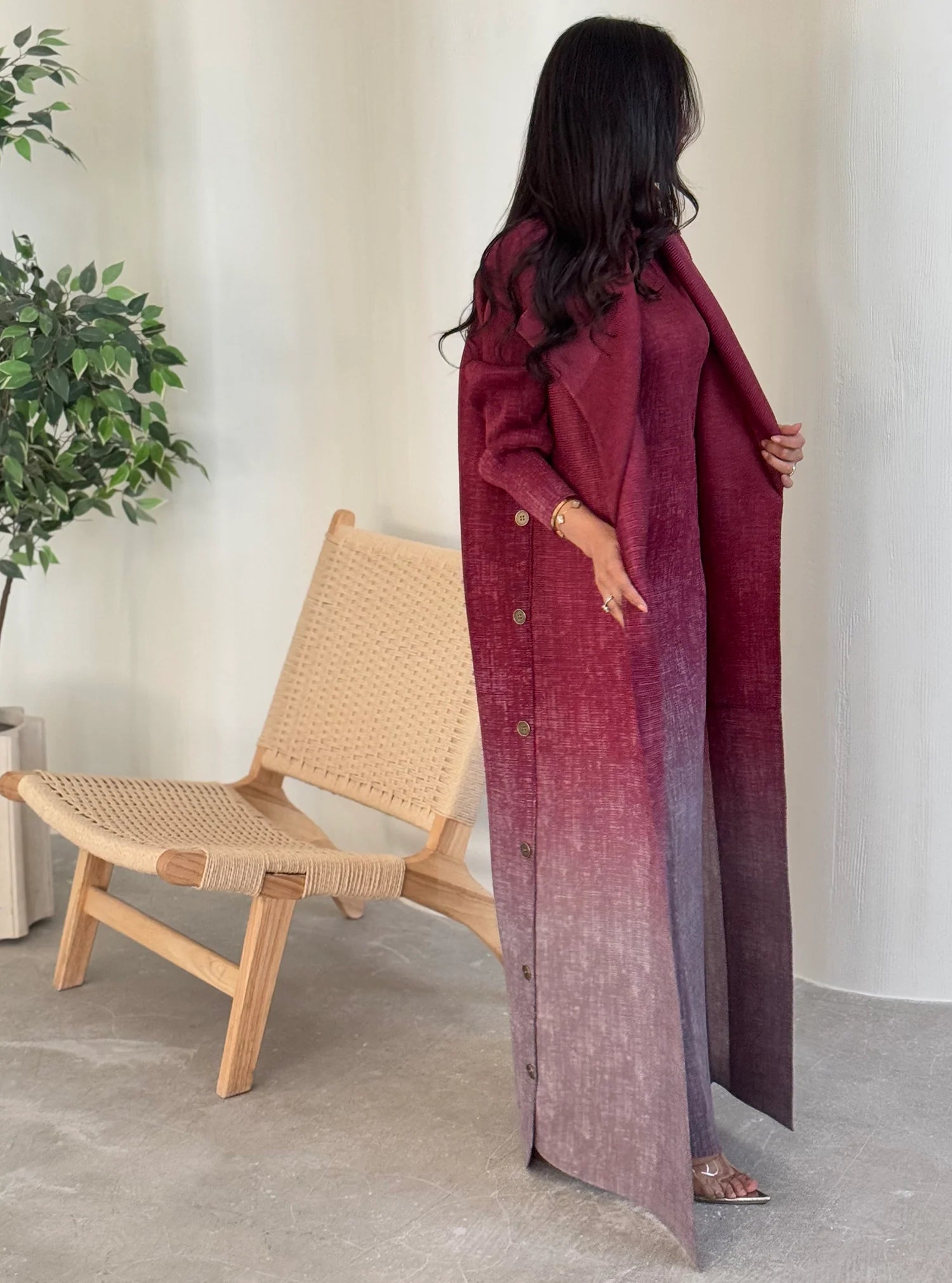 Kimono Abaya Rouge Dégradé de qualité