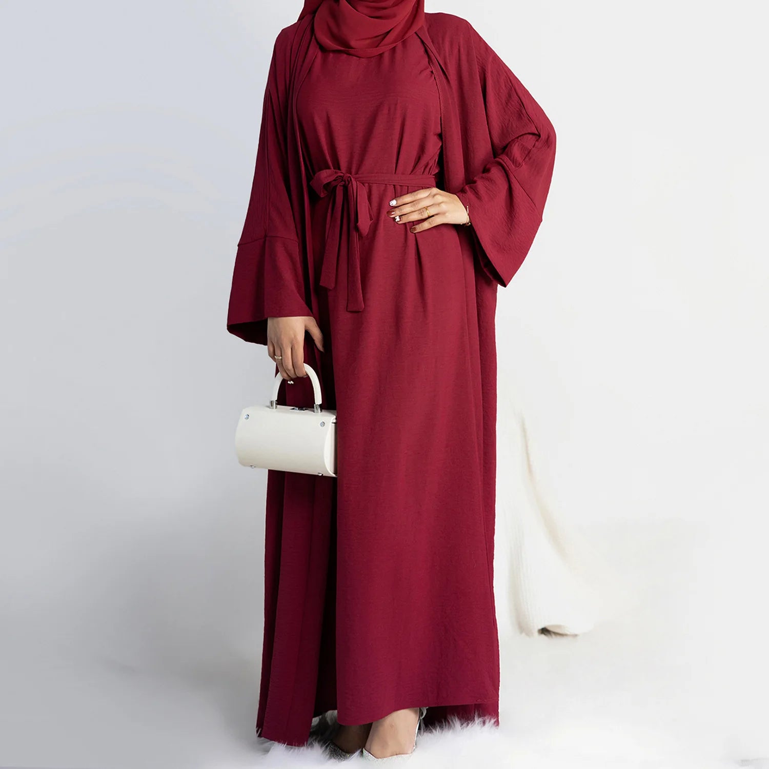 Kimono Abaya Rouge avec Robe