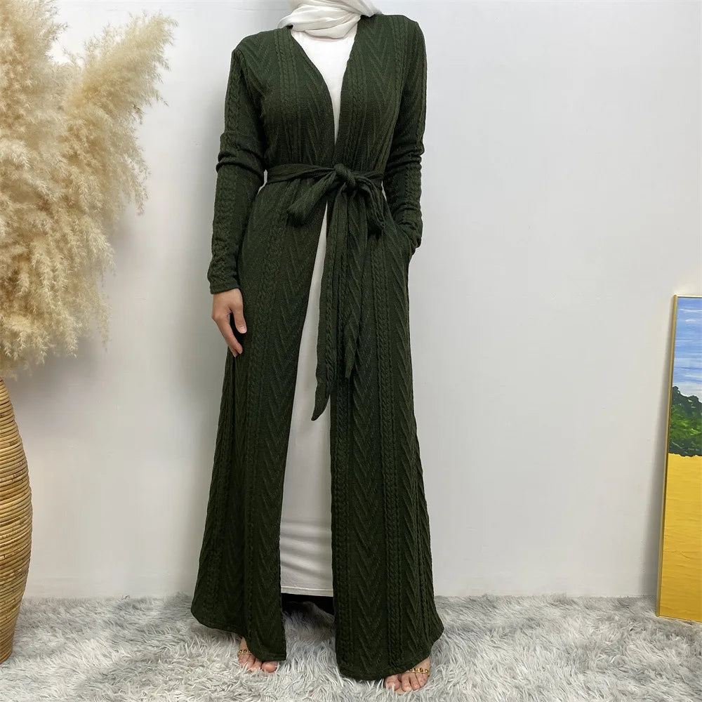 Kimono Abaya Vert Armé Décontracté léger
