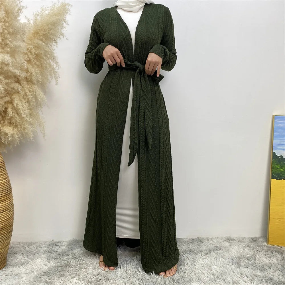 Kimono Abaya Vert Armé Décontracté long