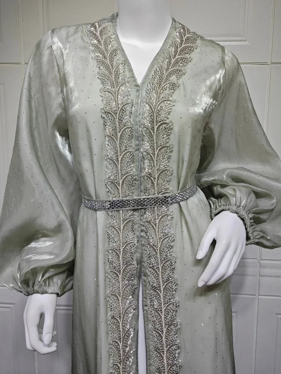 Kimono Abaya Vert Chic col V