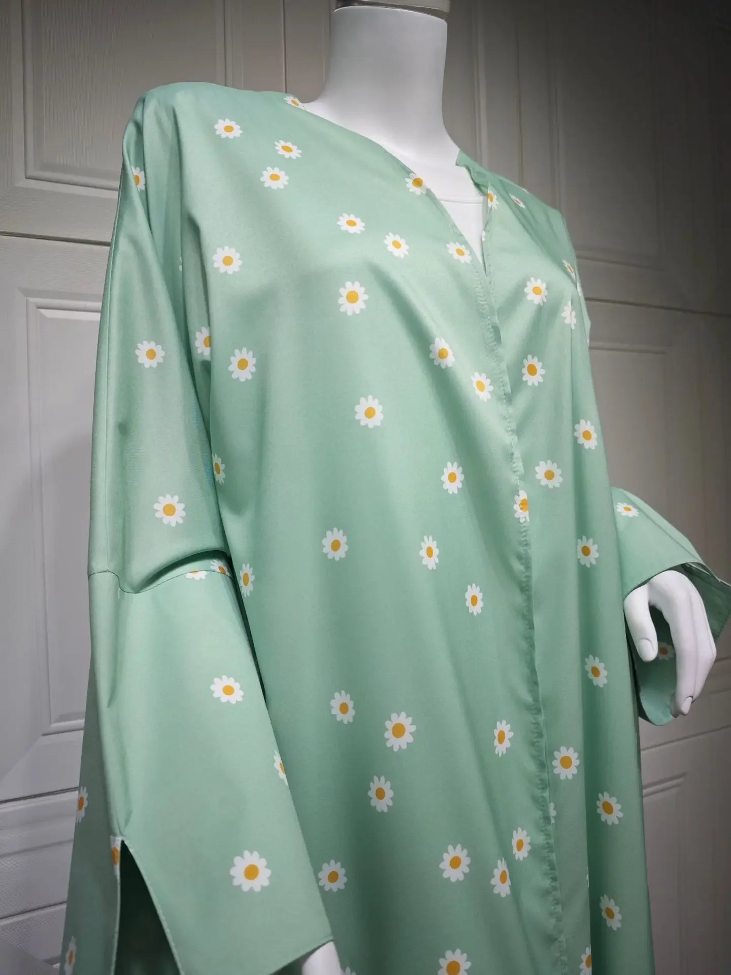 Kimono Abaya Vert à Fleurs de qualité