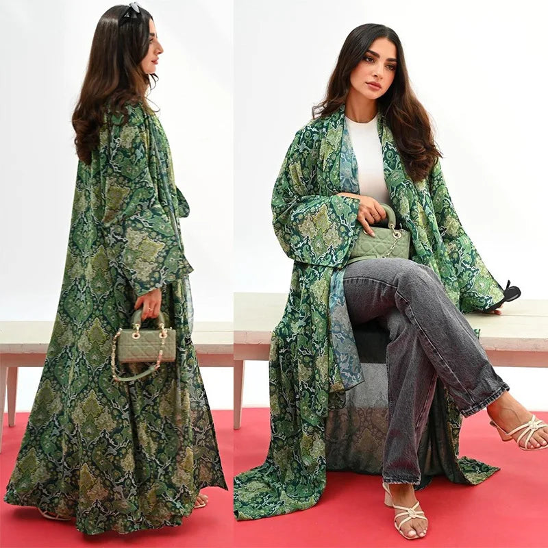 Kimono Abaya Vert Élégant long