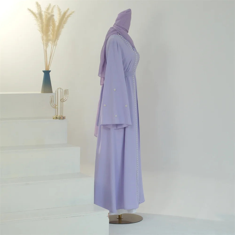 Kimono Abaya Violet à Perles léger