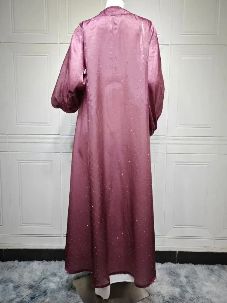 Kimono Abaya Violet Transparent avec Robe simple
