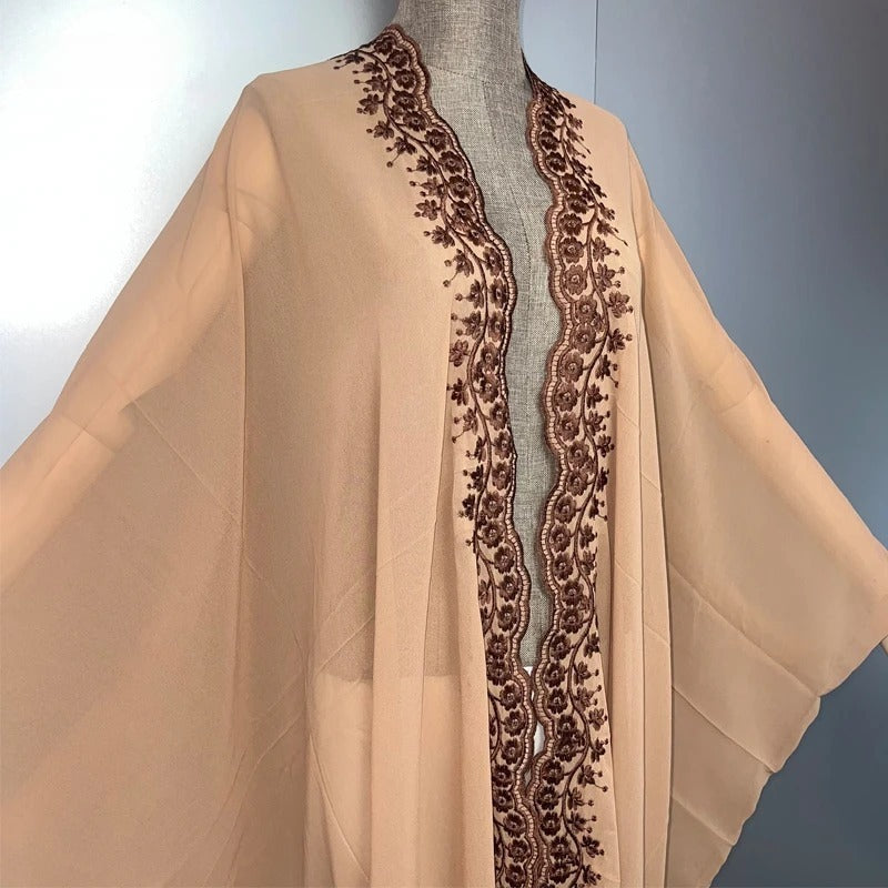 Kimono Abaya en Mousseline Chic brodé