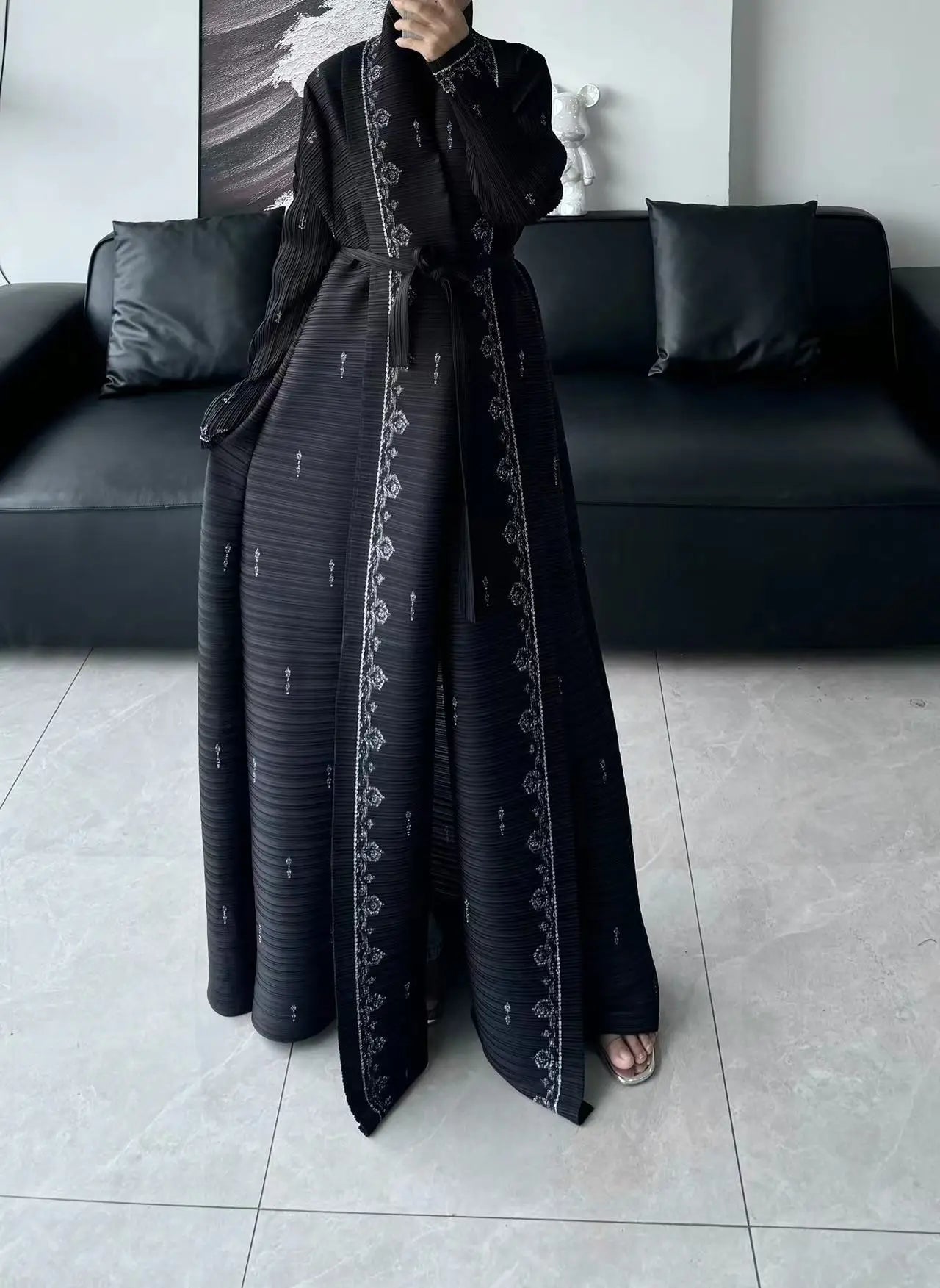 Kimono Abaya Évasé à Plis chic