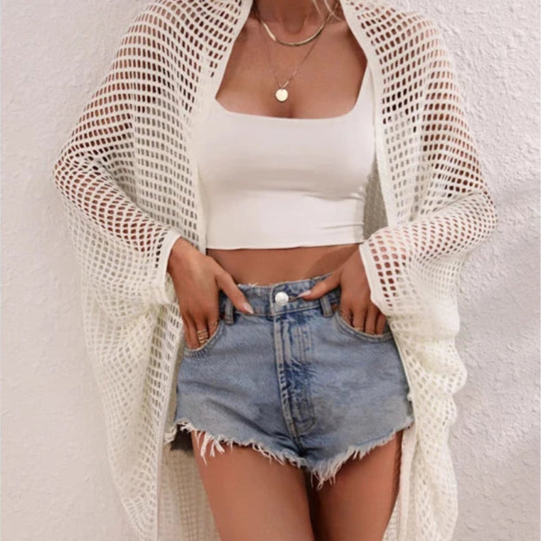 Kimono Blanc Bohème Crochet Design