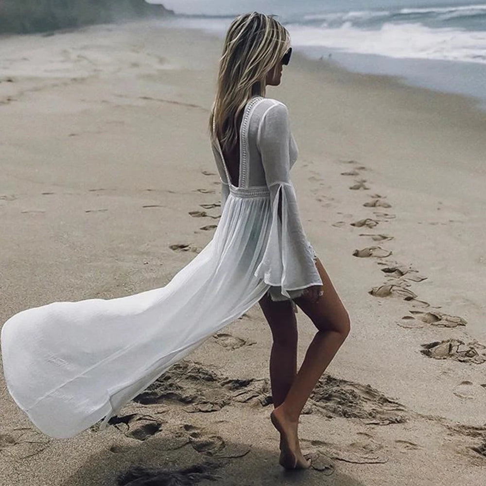 Kimono Bohème Blanc Dos Nu Moderne