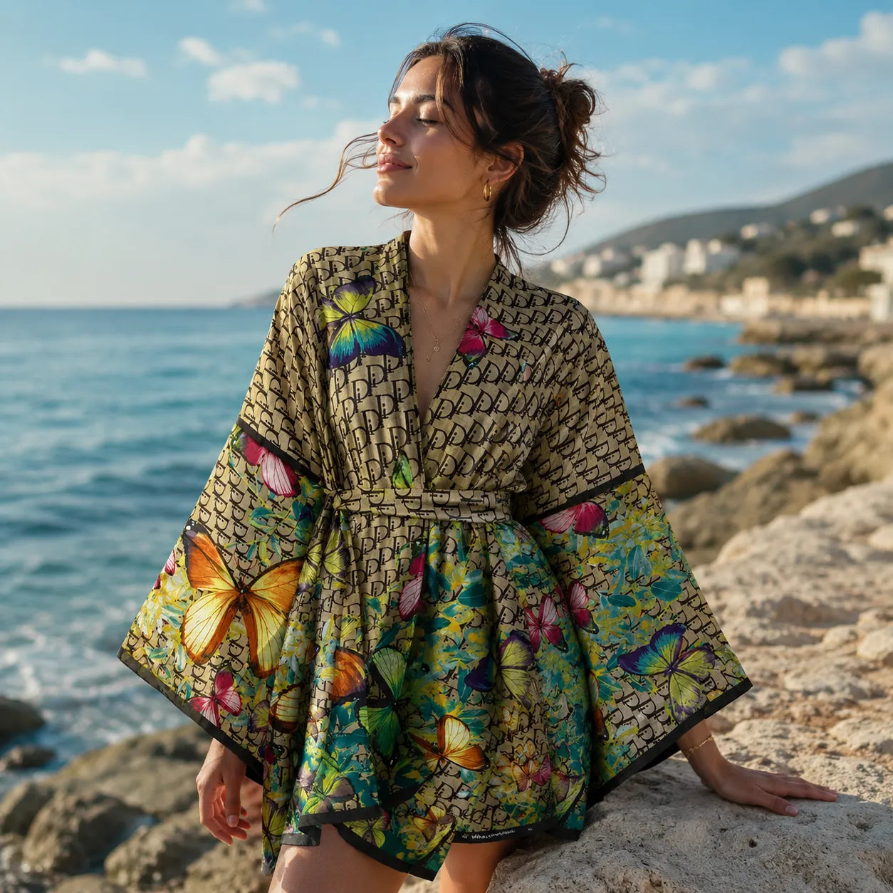 Kimono Bohème Motifs Papillons