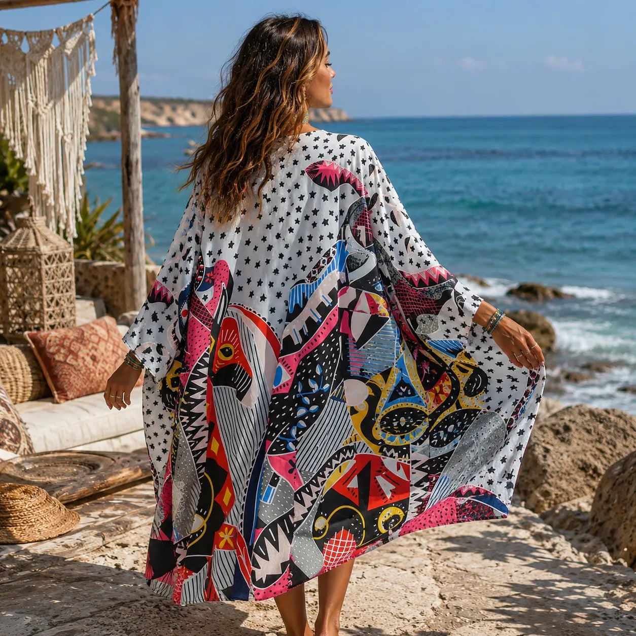 Kimono Bohème Multicolore Design Léger