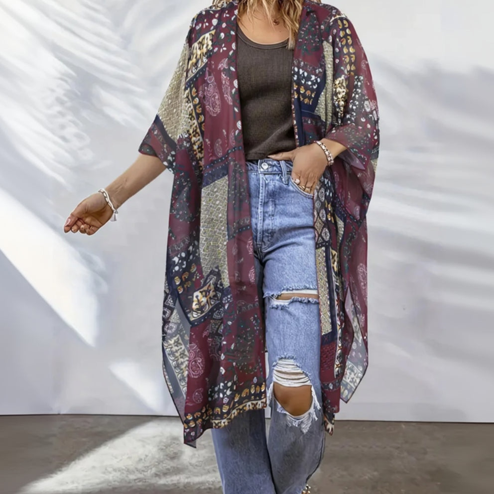 Kimono Boho Léger Violet Stylé