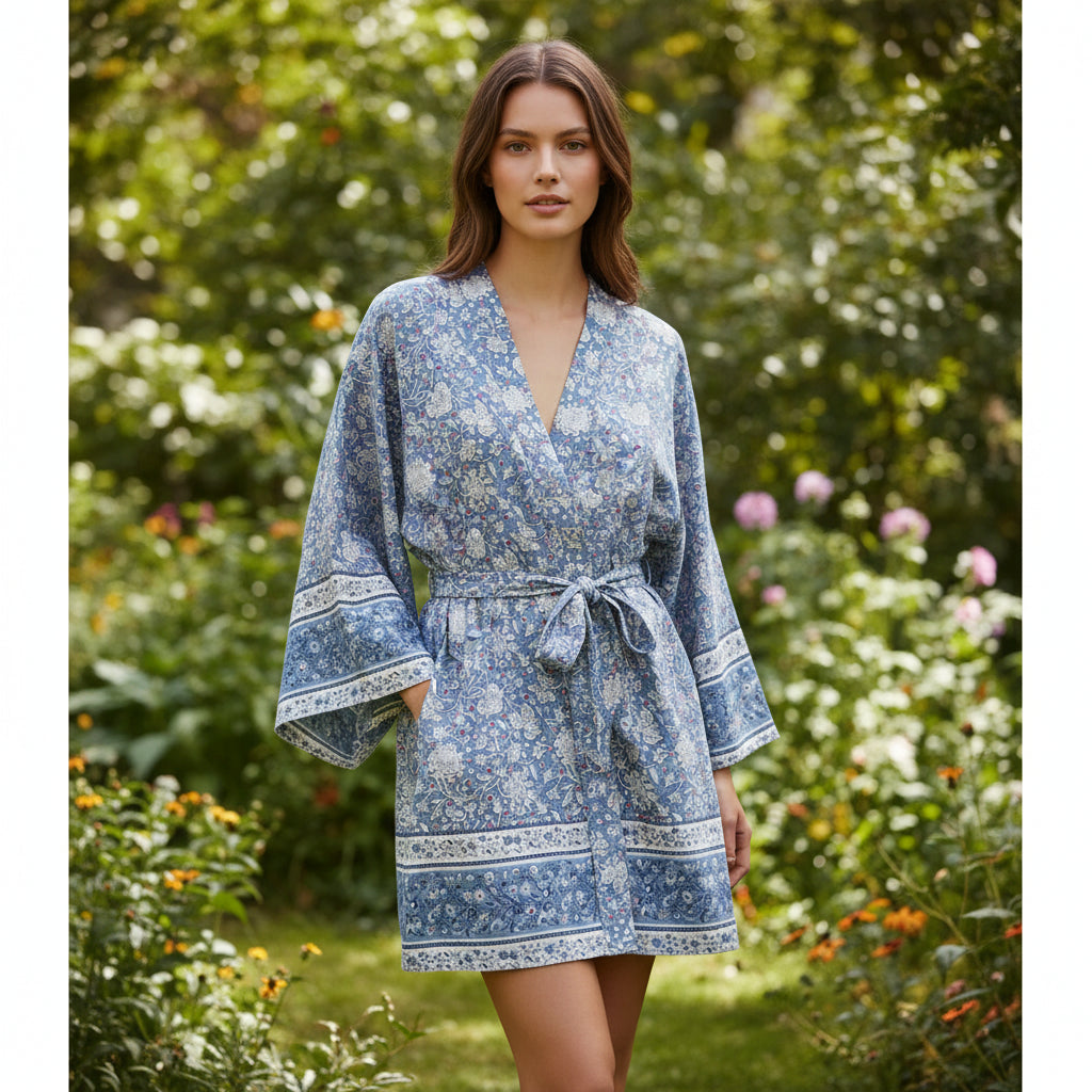 Kimono De Plage Bohème Bleu