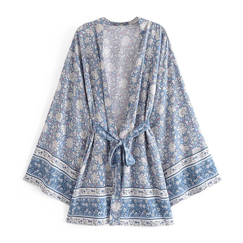 Kimono De Plage Bohème Bleu chic
