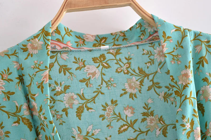 Kimono De Plage Vert Boho unique