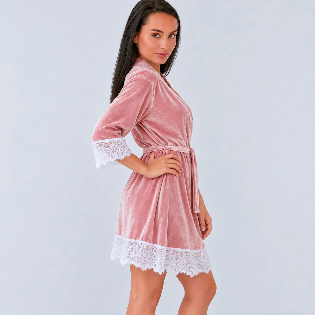 Kimono Femme Rose Poudré Court