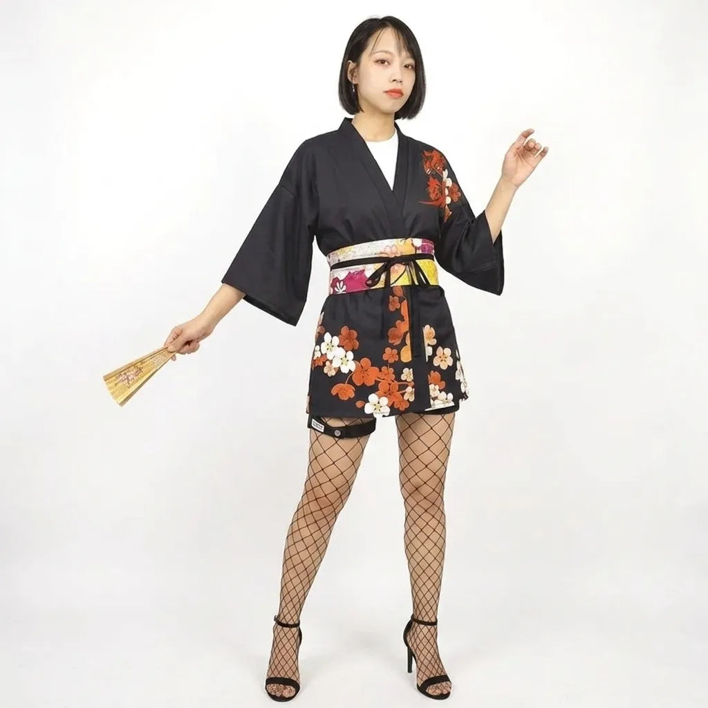 Kimono Fleuri Court Femme Stylé