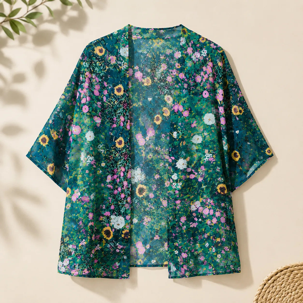 Kimono Fleuri Vert Stylé