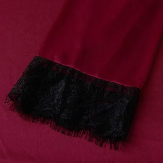 Kimono Rouge Satin Manche