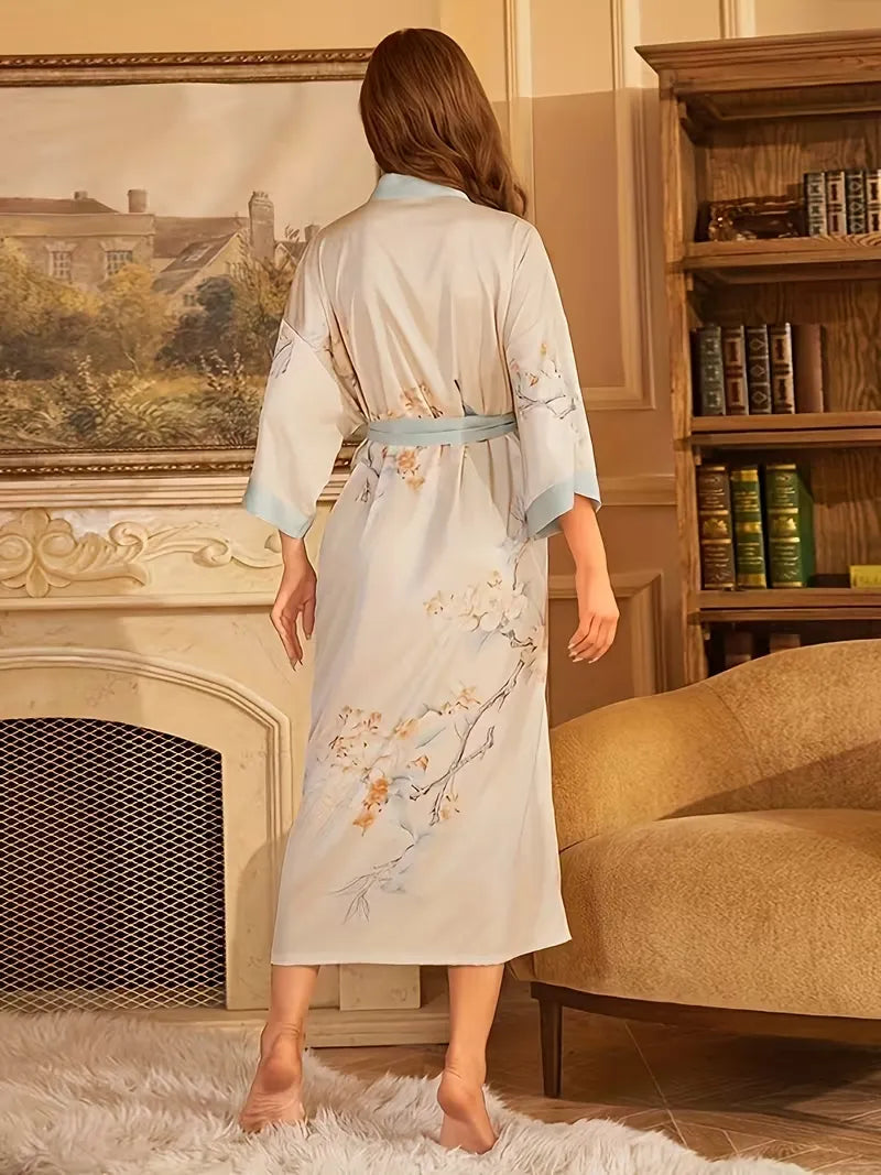 Kimono Satin Fleuri Dos
