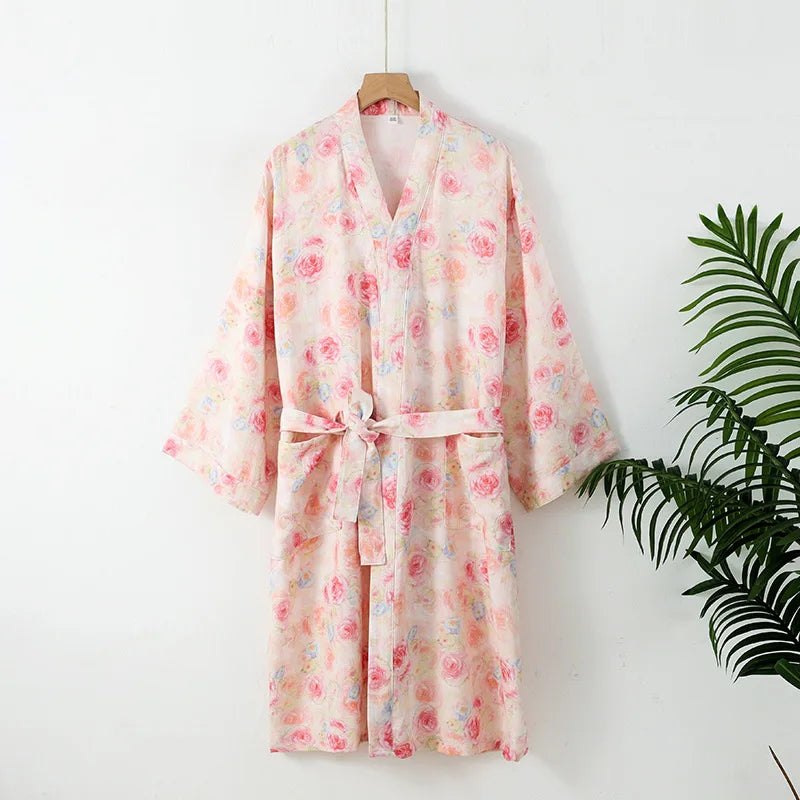 Kimono de Nuit à Motif Floral Douce