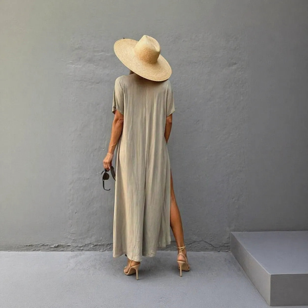 Kimono de Plage Beige Épuré Design