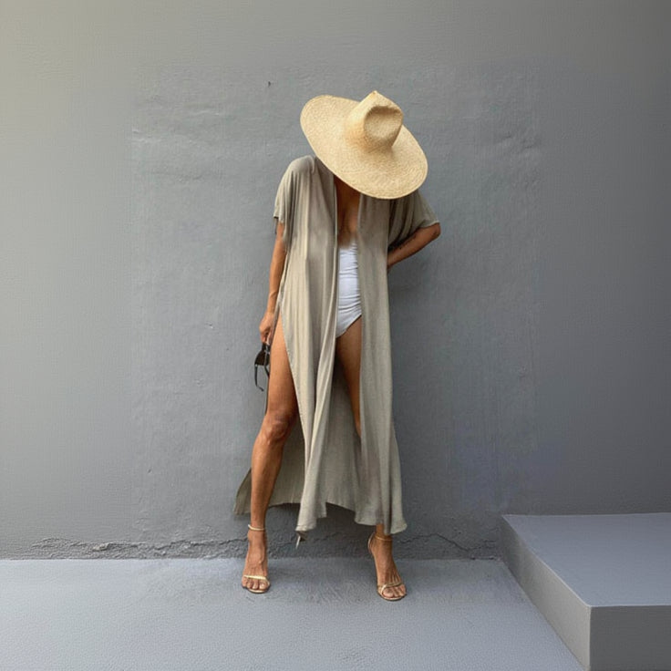 Kimono de Plage Beige Épuré Stylé