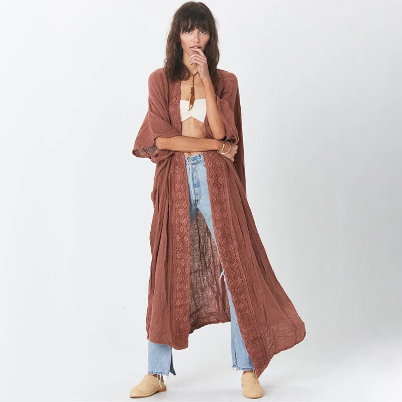 Kimono de Plage Boho Brodé