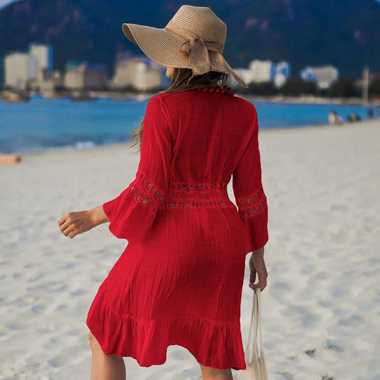 Kimono de Plage Boho à Volants Design