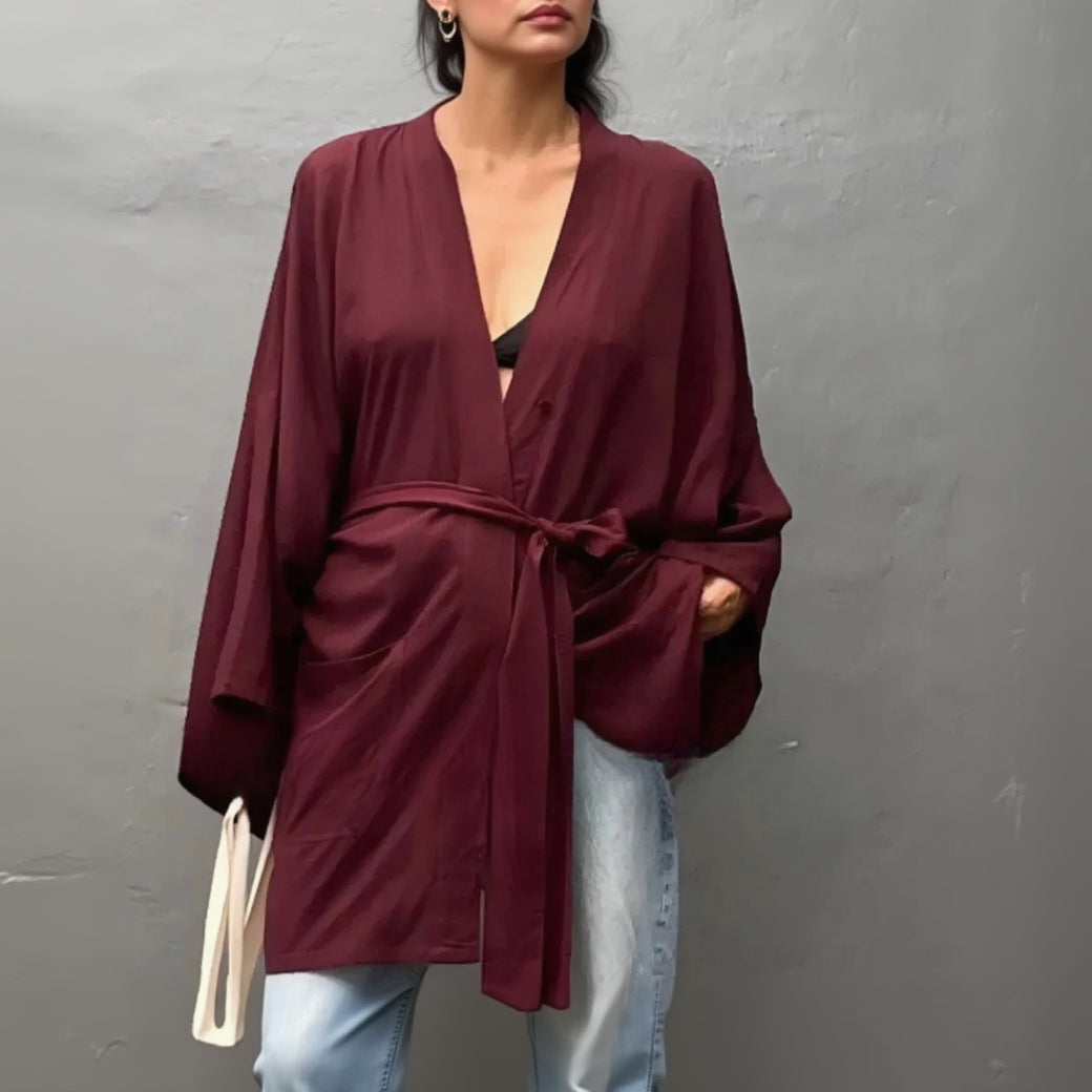 Kimono de Plage Bordeaux Fluide Design