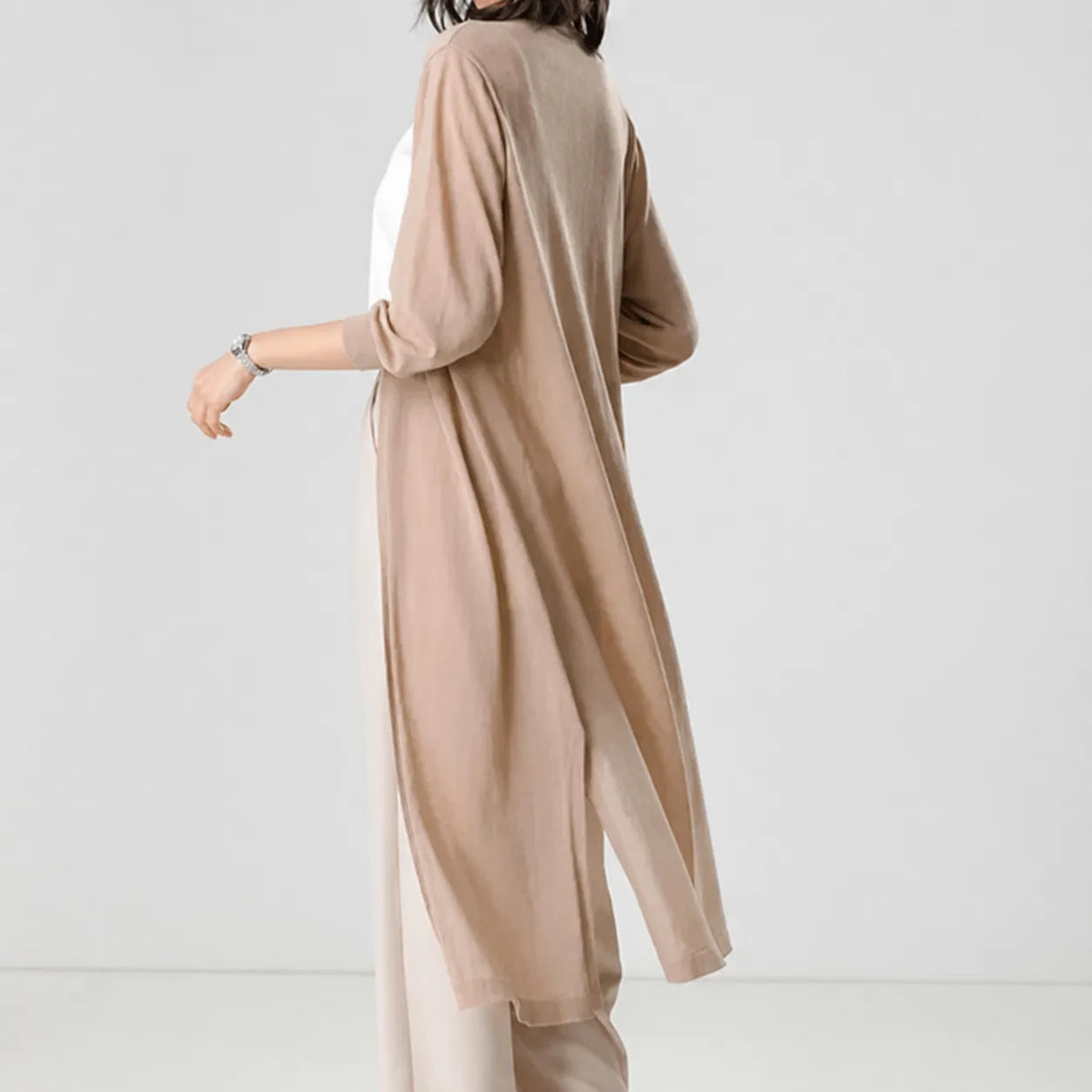 Kimono de Plage Kaki à Fentes Design