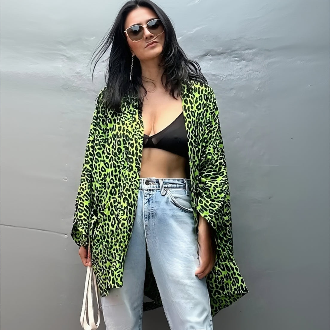 Kimono de Plage Léopard Vert Design
