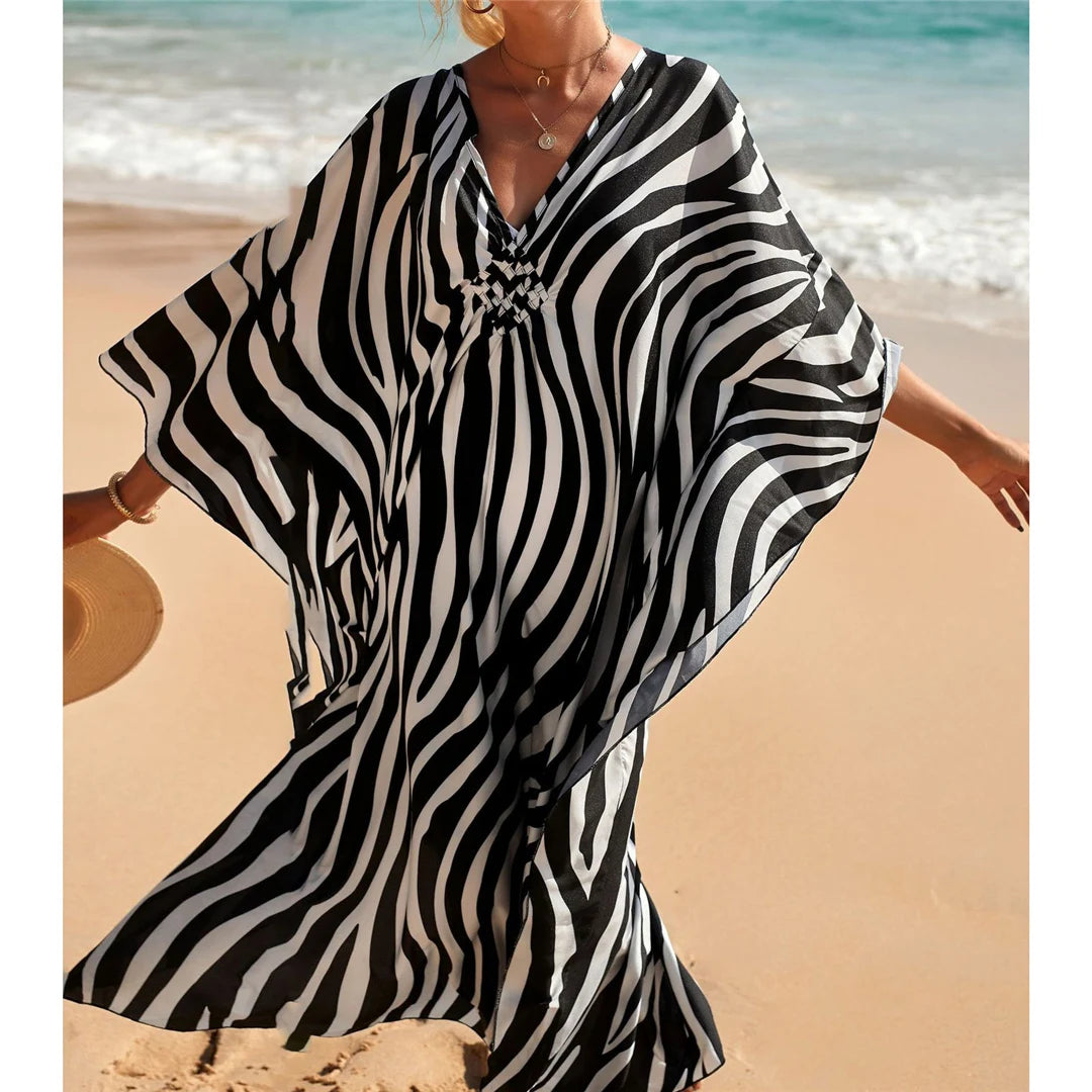 Kimono de Plage Motif Zèbre légère