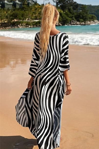 Kimono de Plage Motif Zèbre long
