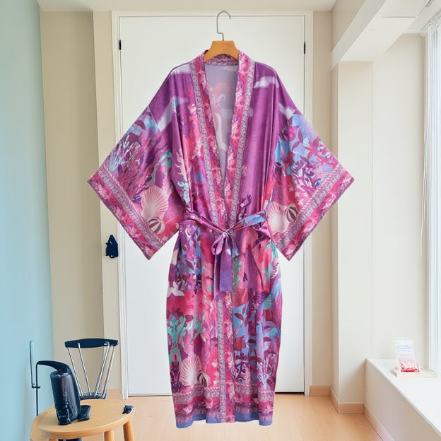 Kimono de Plage Motifs Coquillage Stylé