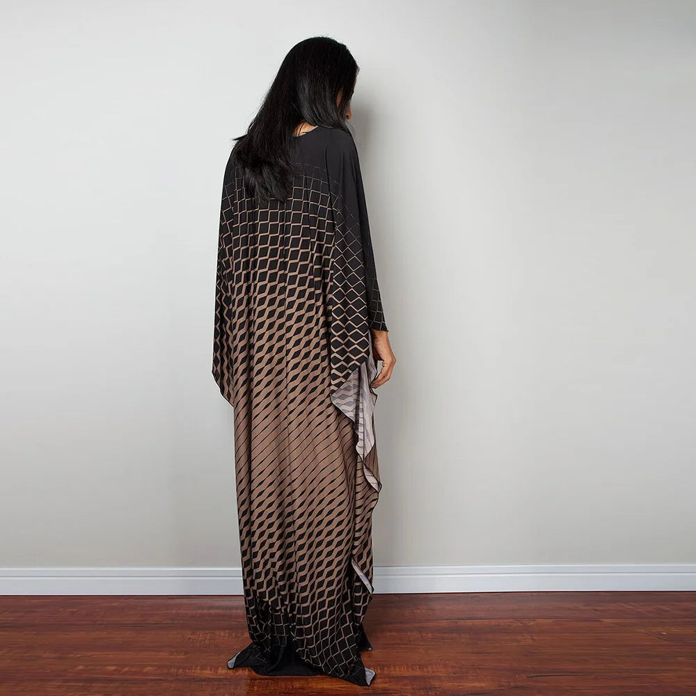 Kimono de Plage Noir Graphique Doux