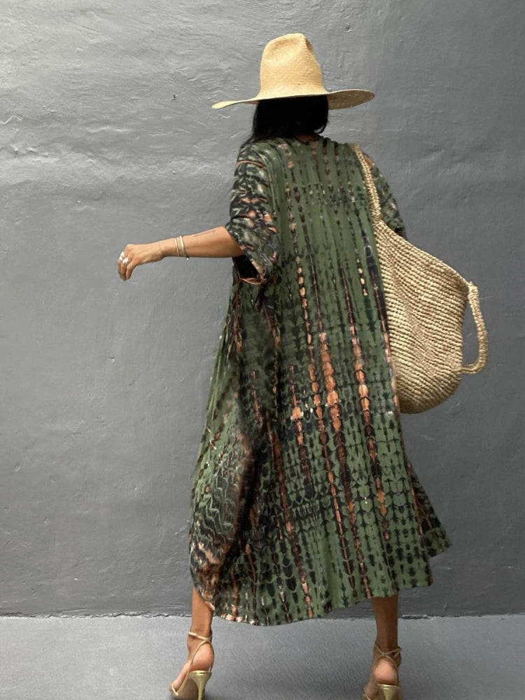Kimono de Plage Vert Bohème stylé