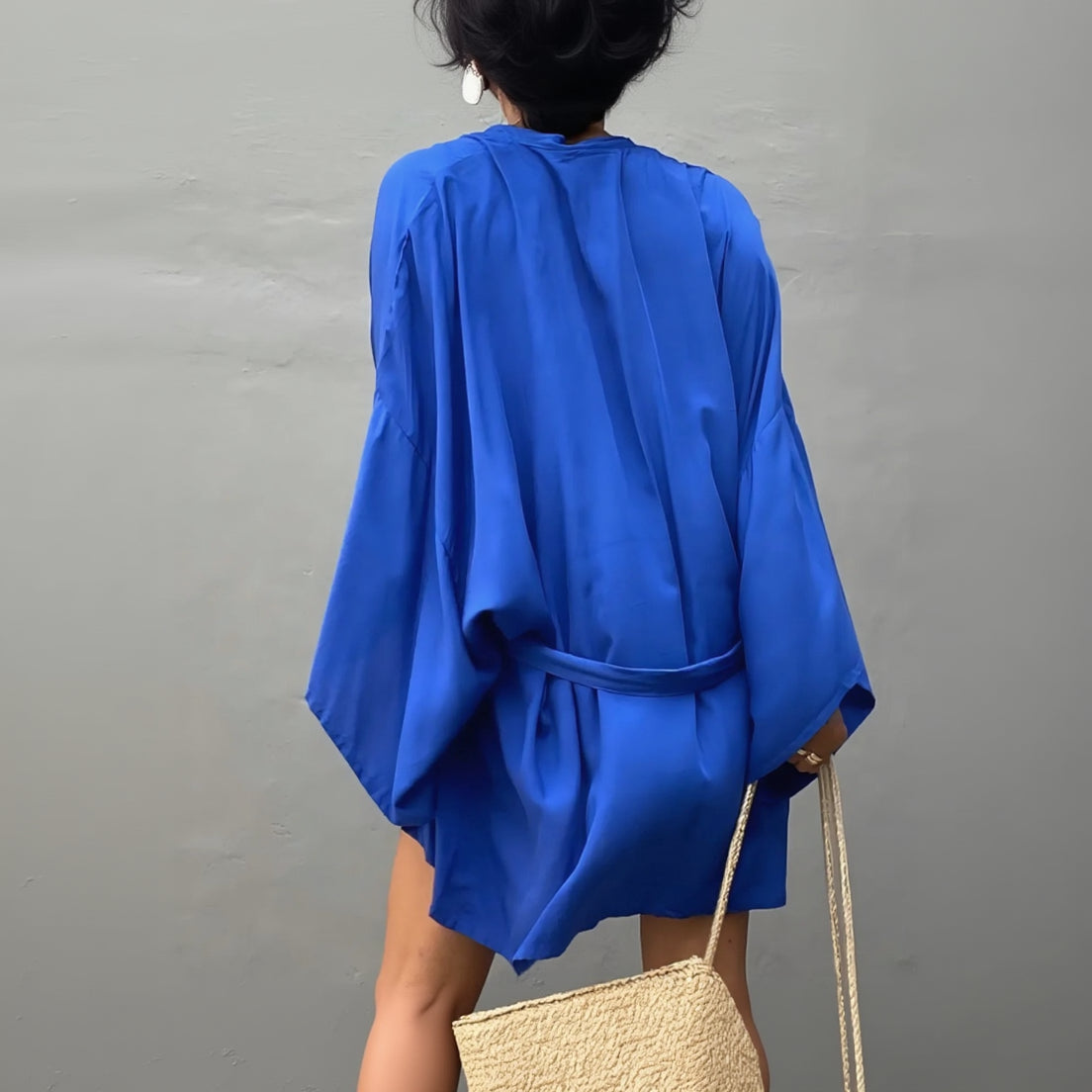 Kimono de Plage en Coton Bleu Stylé
